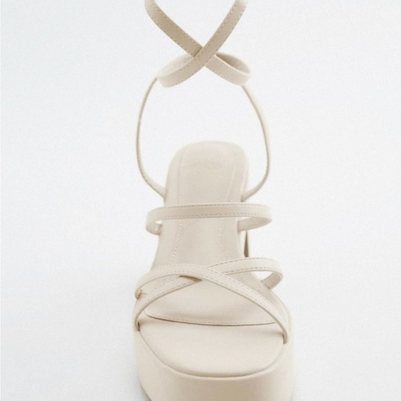 ZARA LACE UP PLATFORM SANDALS WHITE - Picture 6 of 8